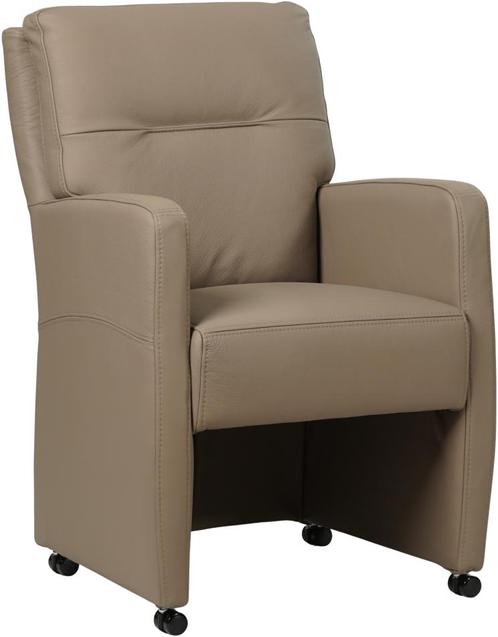 Taupe leren landelijke eetkamerfauteuil - Hermes Leer Mocca, Huis en Inrichting, Stoelen, Eén, Overige kleuren, Nieuw, Leer, Ophalen of Verzenden