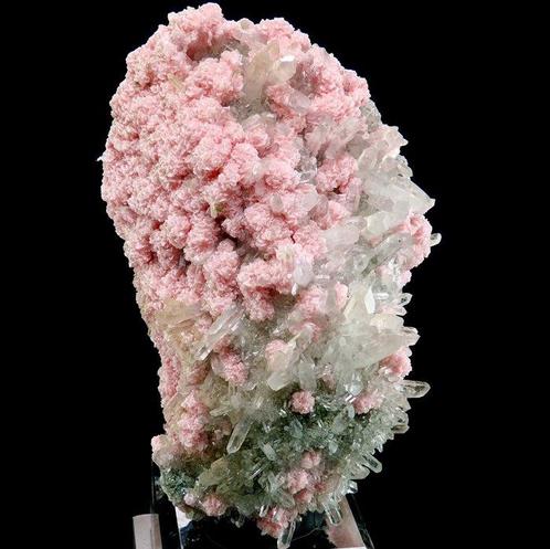Rhodochrosiet op Kwarts (met Stilbiet) Starnitsa-mijn,, Verzamelen, Mineralen en Fossielen