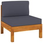 vidaXL Middenbank met donkergrijze kussens massief, Tuin en Terras, Tuinsets en Loungesets, Verzenden, Nieuw, Hardhout
