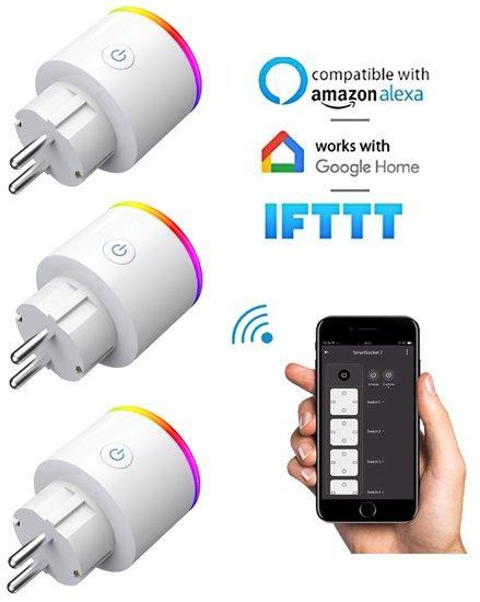 Smart plug - Set van 3 - Slimme stekker 16A - Google Home..., Audio, Tv en Foto, Afstandsbedieningen, Verzenden