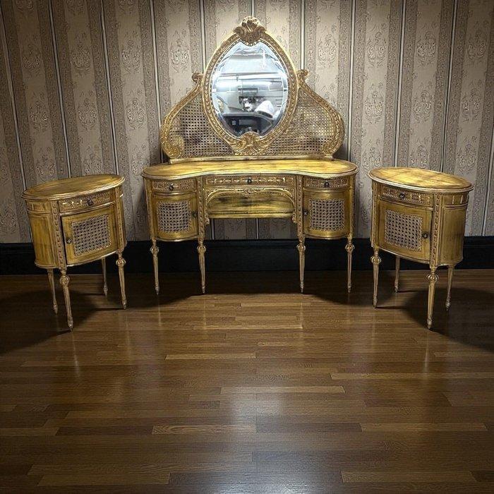 Kaptafelset (4) - spiegel, Naaldhout - Kaptafel, Antiek en Kunst, Curiosa en Brocante