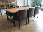 Set van 6 leren kuip eetkamerstoelen - met wieltjes -, Huis en Inrichting, Stoelen, Ophalen of Verzenden, Nieuw, Leer