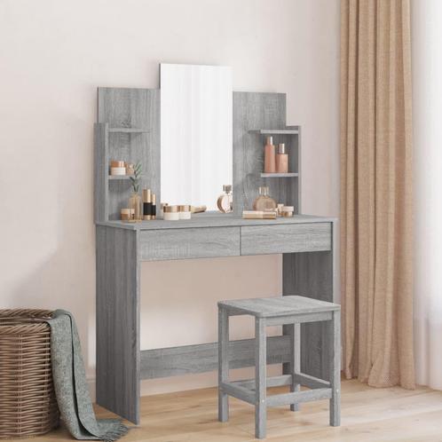 vidaXL Kaptafel met spiegel 96x39x142 cm grijs sonoma, Huis en Inrichting, Tafels | Kaptafels, Nieuw, Verzenden