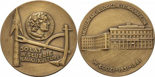Polen Museum Lodz Archaeologie Ethnographie Medaille 1981..., Postzegels en Munten, Penningen en Medailles, Verzenden