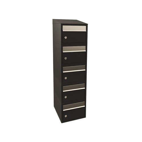Brievenbusunit Brickset wand 5-hoog met dak - zwart, Tuin en Terras, Brievenbussen, Nieuw, Verzenden
