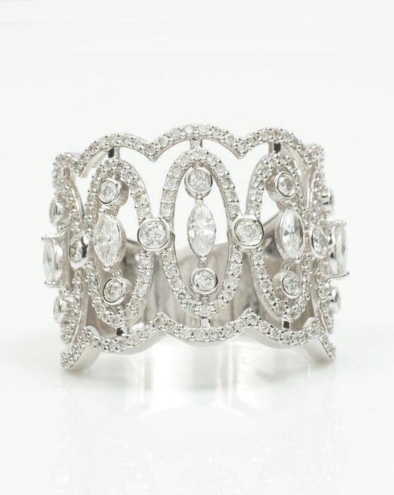 Statement ring - 14 karaat Witgoud - 2.12ct. tw. Diamant, Sieraden, Tassen en Uiterlijk, Antieke sieraden