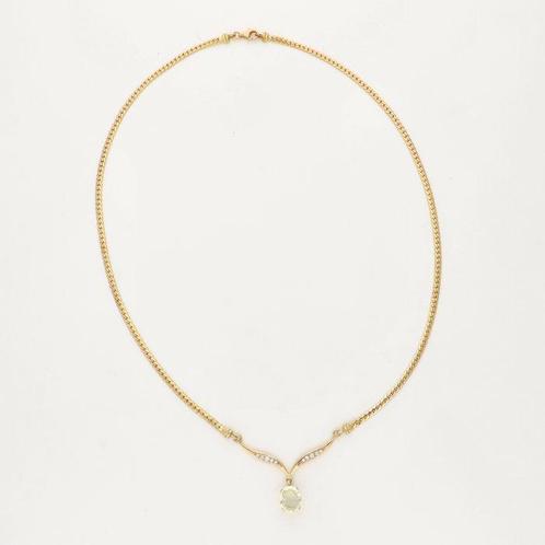Halsketting - 18 karaat Geel goud Citrien - Diamant, Sieraden, Tassen en Uiterlijk, Kettingen