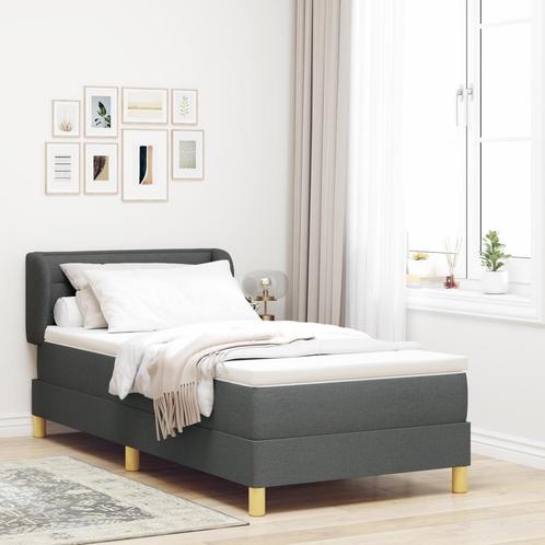 vidaXL Boxspringbed met matras stof donkergrijs 80x200 cm, Huis en Inrichting, Slaapkamer | Bedden, 80 cm, 200 cm, Grijs, Eenpersoons