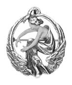 Zilveren Vrouw met overgang Kraanvogel Art Nouveau Jugend..., Sieraden, Tassen en Uiterlijk, Kettinghangers, Nieuw, Verzenden
