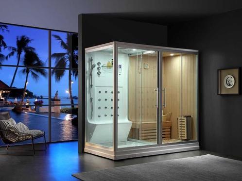 Veiling - sauna met stoomcabine wellness huis (zwart of wit, Sport en Fitness, Sauna