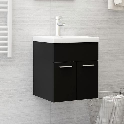 vidaXL Wastafelkast 41x38,5x46 cm bewerkt hout zwart, Huis en Inrichting, Badkamer | Badkamermeubels, Nieuw, Minder dan 100 cm