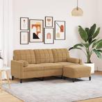 vidaXL Driezitsbank met voetenbank 180 cm fluweel bruin, Huis en Inrichting, Verzenden, Nieuw, Driepersoons, Stof