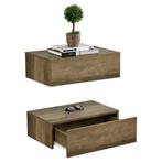 Wandplank met lade set van 2 zwevend 46x30x15 houtkleurig, Huis en Inrichting, Woonaccessoires | Wandplanken en Boekenplanken