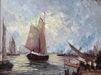 Belgische School (XX) - Geanimeerd havengezicht, Antiek en Kunst, Kunst | Schilderijen | Klassiek