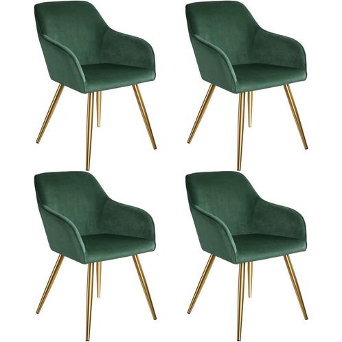 Eetkamerstoel Marilyn fluweellook, gouden poten - donkergroe, Huis en Inrichting, Stoelen, Verzenden