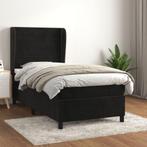 vidaXL Boxspring met matras fluweel zwart 100x200 cm, Huis en Inrichting, Slaapkamer | Bedden, 100 cm, Eenpersoons, Verzenden