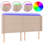 vidaXL Hoofdbord LED 183x16x118/128 cm kunstleer, Verzenden, Nieuw, Bruin, Overige materialen
