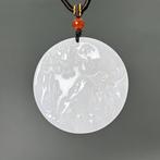 Snijwerk, Natural Jade Loong Landscape Pendant - 49 mm -