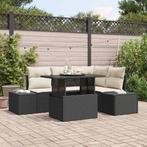 vidaXL 5-delige tuinsofaset met kussens in zwart poly rattan, Verzenden, Nieuw, Rotan