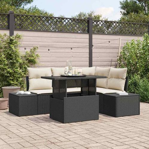 vidaXL Tuin Sofa Set met opslag 5 pcs Zwart Poly riet, Tuin en Terras, Tuinsets en Loungesets, Nieuw, Rotan, Verzenden