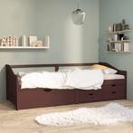 vidaXL Bedbank 3-zits met lades grenenhout donkerbruin, Huis en Inrichting, 90 cm, Eenpersoons, Bruin, Verzenden
