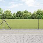 vidaXL Hekpaalset Set van 2 Grijs Metalen Middel Duurzaam, Tuin en Terras, Verzenden, Nieuw, IJzer