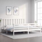 vidaXL Bedframe met hoofdbord massief hout wit Super King, Verzenden, Wit, Hout, Nieuw