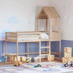 vidaXL Halfhoogslaper met ladder en bedhuis grenenhout, Huis en Inrichting, 90 cm, Eenpersoons, Bruin, Verzenden