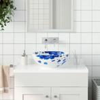 vidaXL Opzetwasbak rond 41x14 cm keramiek wit en blauw, Doe-het-zelf en Verbouw, Sanitair, Verzenden, Nieuw