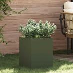 vidaXL Tuin Bloempot Olijfgroen 32 x 32 x 40 cm Koudgewalst, Verzenden, Minder dan 60 cm, Nieuw, Metaal