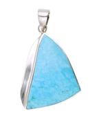 Zilveren Turkoois Turquoise edelsteen driehoek groot - 1 ..., Sieraden, Tassen en Uiterlijk, Kettinghangers, Verzenden, Nieuw
