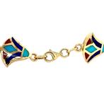 Gouden vintage armband met turkoois, bloedkoraal en lapis, Sieraden, Tassen en Uiterlijk, Armbanden, Ophalen of Verzenden, Nieuw