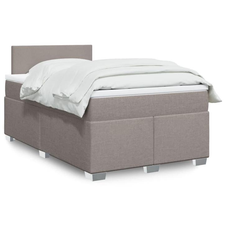 vidaXL Boxspring met matras stof taupe 120x200 cm, Huis en Inrichting, Slaapkamer | Bedden, 120 cm, 200 cm, Twijfelaar, Nieuw