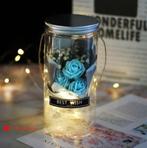 Kunst Roos in Glazen Stolp met Verlichting - Zijden Rozen, Verzenden, Nieuw