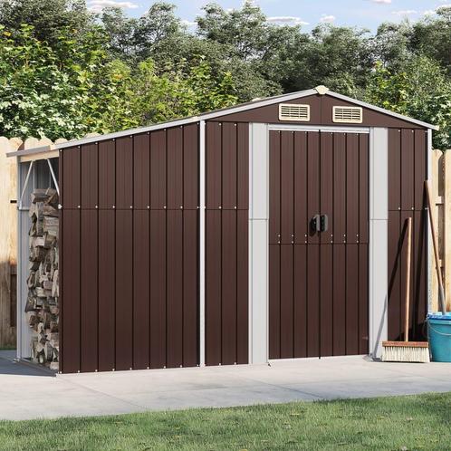 vidaXL Tuinschuur 277x93x179 cm gegalvaniseerd staal bruin, Tuin en Terras, Tuinhuizen, Nieuw, Verzenden