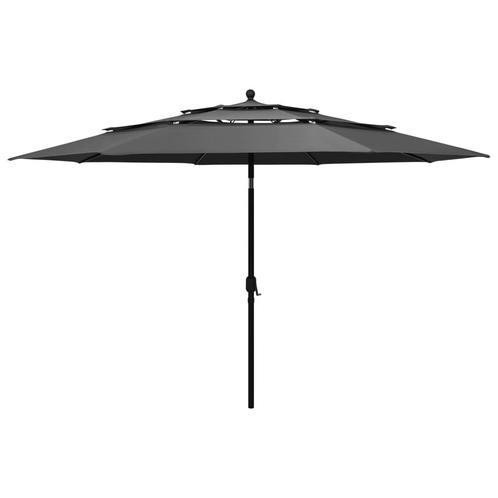 vidaXL Parasol 3-laags met aluminium paal 3,5 m, Tuin en Terras, Parasols, Nieuw, 3 tot 4 meter, Verzenden