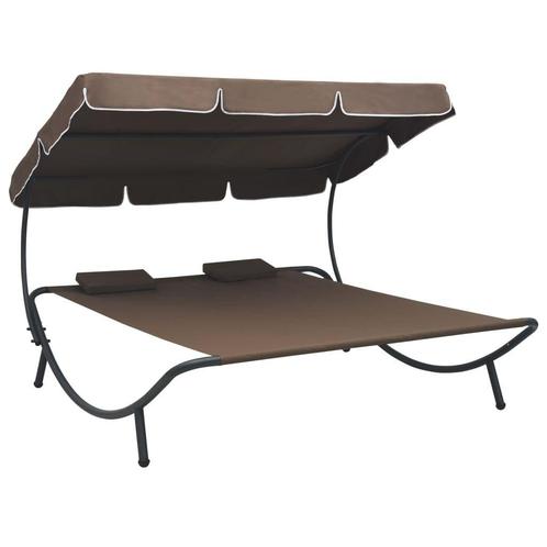 Bruin Loungebed met Kussens - Retourdeal - Relax in Stijl!, Tuin en Terras, Ligbedden, Nieuw, Metaal, Ophalen of Verzenden