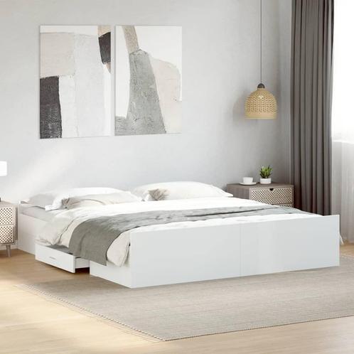 vidaXL Bedframe met lades bewerkt hout wit 180x200 cm, Huis en Inrichting, Slaapkamer | Bedden, 80 cm, 200 cm, Wit, Eenpersoons