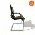 Ahrend A350 vergaderstoel - Zwart leer - Medium rug, Vergader- of Presentatieruimte, Ophalen of Verzenden, Gebruikt, Stoel
