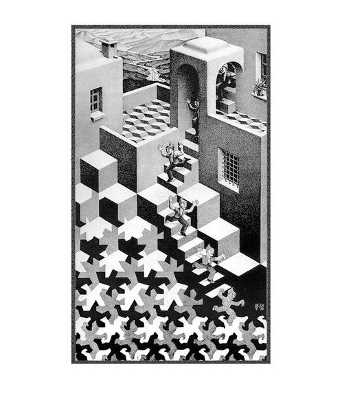Kunstdruk M.C. Escher Kreislauf 55x65cm, Huis en Inrichting, Woonaccessoires | Schilderijen, Tekeningen en Foto's, Nieuw, Verzenden