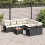 vidaXL Tuin Sofa Set 9 pcs Zwart Poly riet, Tuin en Terras, Tuinsets en Loungesets, Verzenden, Nieuw, Rotan