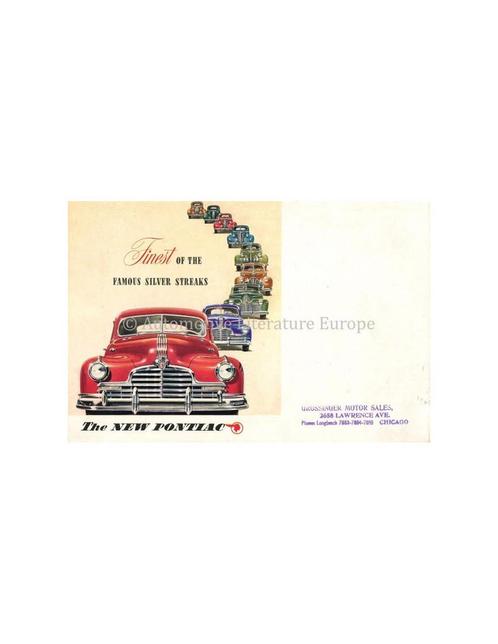 1945 PONTIAC FINEST OF THE FAMOUS SILVER STREAKS BROCHURE, Boeken, Auto's | Folders en Tijdschriften