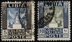 Italiaans Libië 1937 - Pictorica, 5 en 10 lire gekerfd 11., Gestempeld