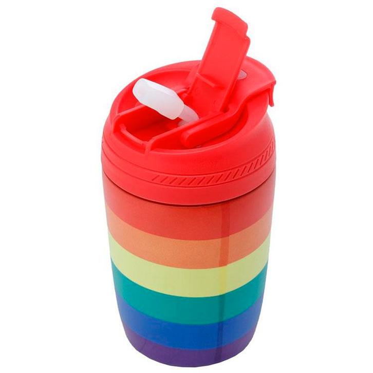 Thermosbeker RVS Regenboog - Rode Deksel - 380ml NIEUW, Huis en Inrichting, Keuken | Keukenbenodigdheden, Nieuw, Ophalen of Verzenden