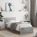 vidaXL Bedframe met hoofdeinde bewerkt hout betongrijs, 90 cm, Eenpersoons, Verzenden, Nieuw