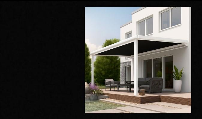 Veranda  Wit structuurlak (4000 × 2975 mm) incl. zonwering, Tuin en Terras, Overkappingen, Veranda, Nieuw, Ophalen