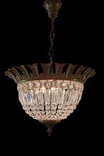 Plafondlamp - brons, kristal, Huis en Inrichting, Nieuw