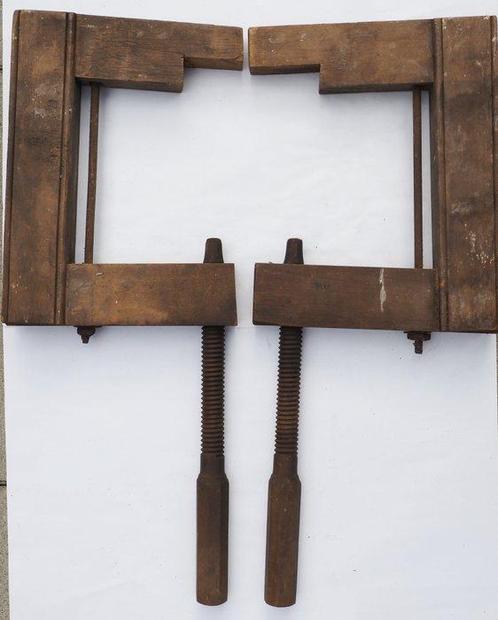 Werkgereedschap (2) - Oude houten lijmtangen, Antiek en Kunst, Curiosa en Brocante