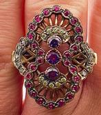 Zonder Minimumprijs - Ring - 9 kt. Roségoud, Zilver Robijn -, Nieuw