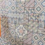 Gobelinstof – Geometrisch en etnisch patchwork in blauw -